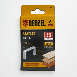 Denzel Скобы, 6 мм, для мебельного степлера, тип 53, 2000 шт.  в Черкесске